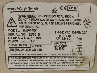 Avery Weigh-Tronix Model ZM301-SD1 Digital Scale Weight Readout Indicator