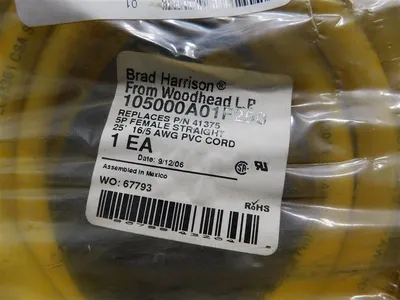 Brad Harrison From Woodhead LP 105000A01F250 5P Female Straight Cord New
