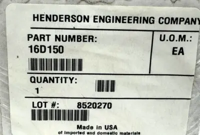 NEW HENDERSON ENGINEERING 16D150