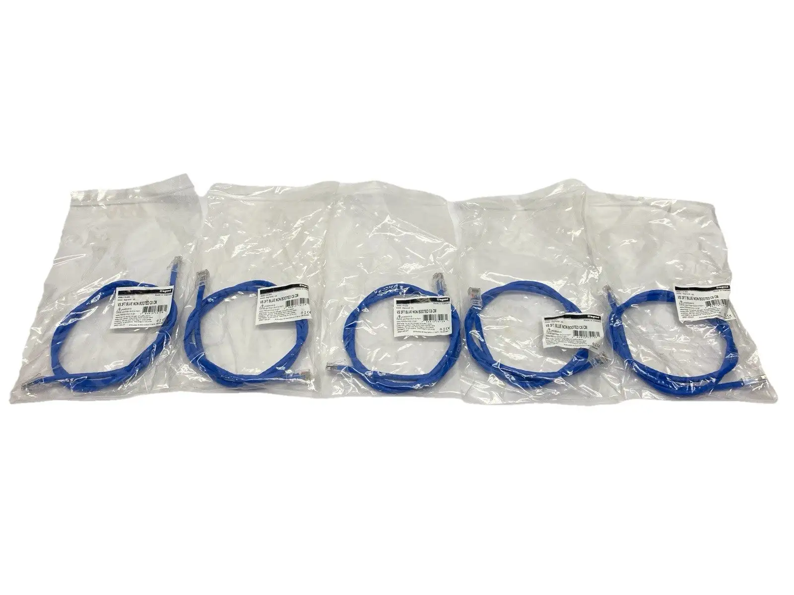 556-110-003 | Legrand  Q-Series Patch Cords CAT6 Non-Booted Blue 3ft LOT OF 5 - New