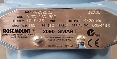 Rosemount PG2S22C1 PRESSURE TRANSMITTER 150PSI. Loc6E-4