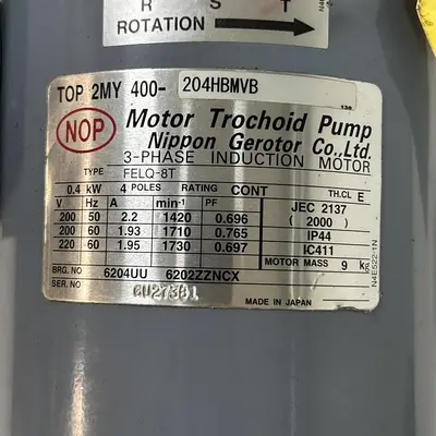 Used NIPPON 2MY400-204HBMVB Positive Displacement Pumps Ohio US | Surplus Asset Holdings #1514637