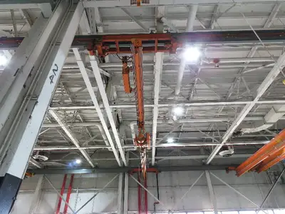 Cleveland Tramrail P&H 3 Ton Single Girder Underhung Bridge Crane 44' 6" Span
