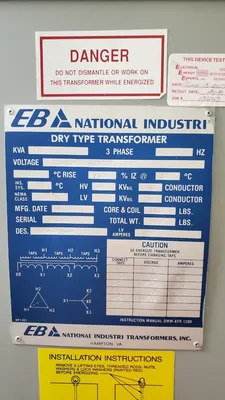 750 KVA Sub Style Dry Transformer 12400 Delta to 480Y 277 EB National Industri