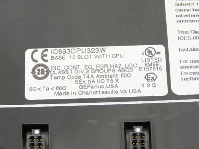 GE Fanuc IC693CPU323W Programmable Controller Base 10 Slot Rack Bus