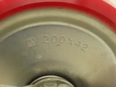 200x42mm 8" Red Polyurethane Swivel Plate Caster Wheel w/Brake J-200S  Lot of 2