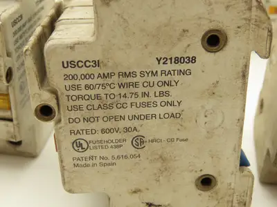 Ferraz Shawmut USCC31I Ultrasafe 3-Pole Class CC Fuse Holder 30A 600V Lot of 8