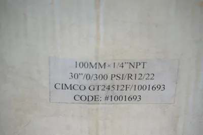 NEW CIMCO GT24512F/1001693 GAUGE 100MMX1/4"NPT