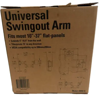 NEW PREMIER MOUNTS AM50-B UNIVERSAL SWINGOUT ARM AM50-B AM50B