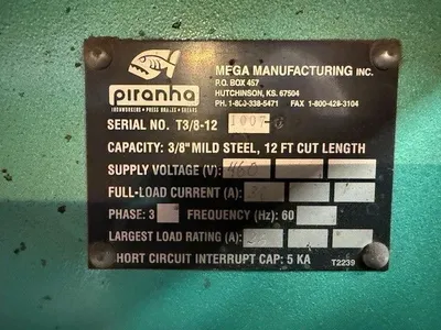 2005 PIRANHA T38-12 SHEARS, POWER SQUARING (Inches) | Machinery Network (4)