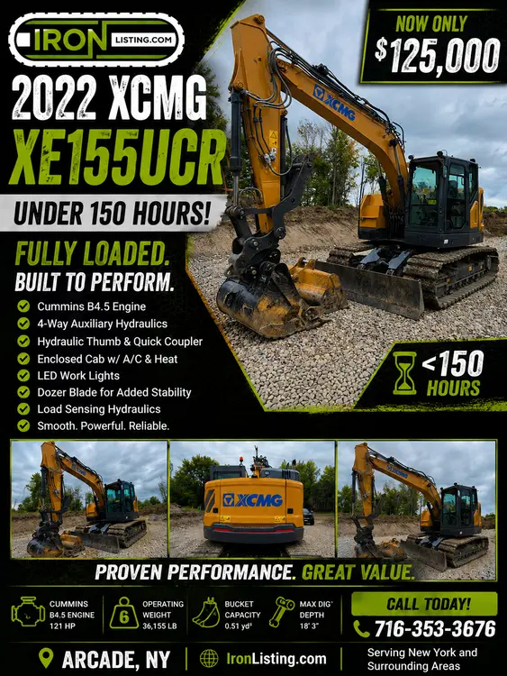 Used 2022 XCMG XE155UCR Excavators Pennsylvania US | Iron Listing #1335982