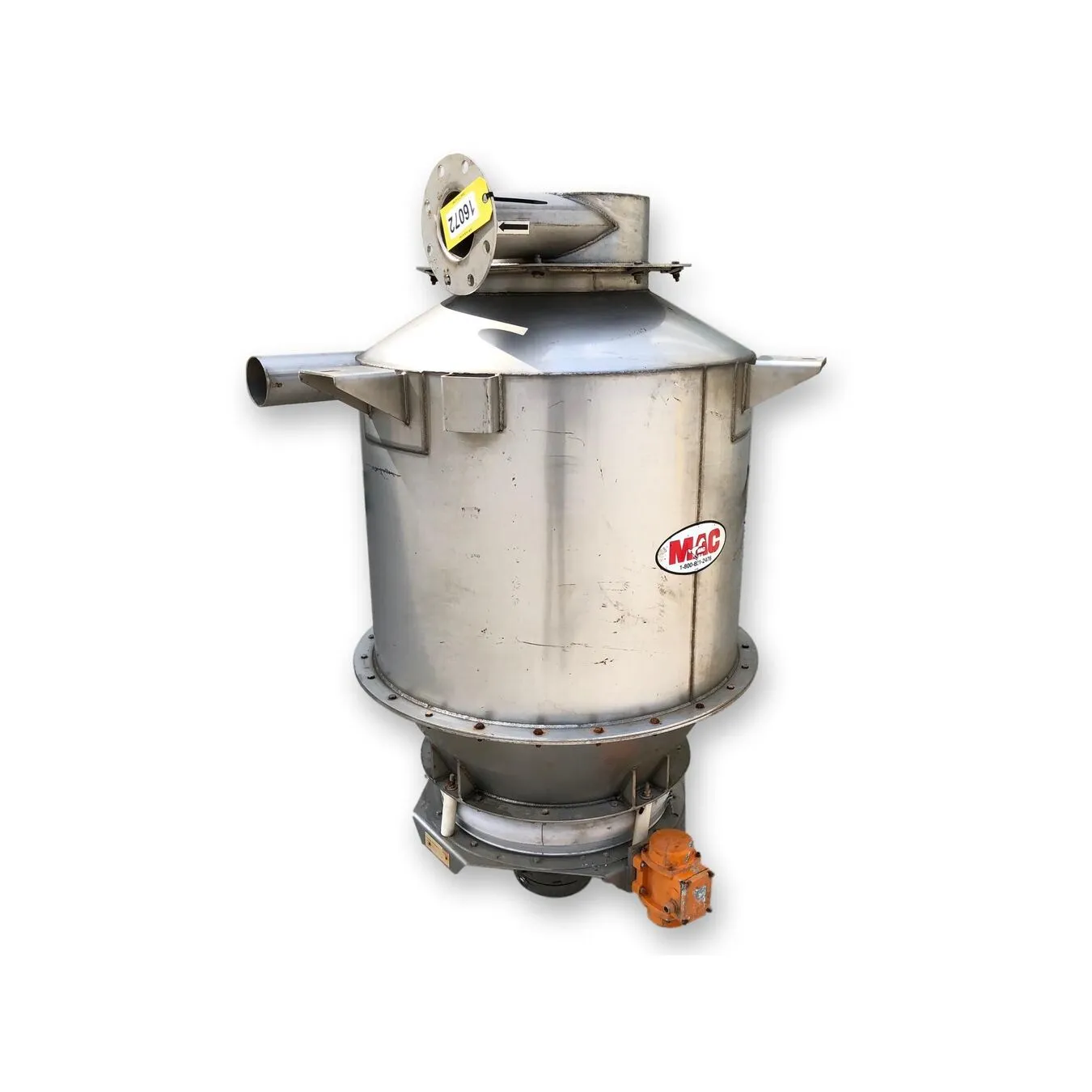 Used 13 Cu. Ft. MAC Brabender Stainless Cyclone Separator with 24" live bottom