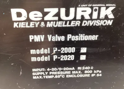 DeZURIK P-2000 PMV Valve Positioner 6F