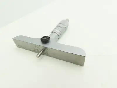 Mitutoyo 128-106 Depth Gage Micrometer 0-1" Range .001"Grad 4" Base