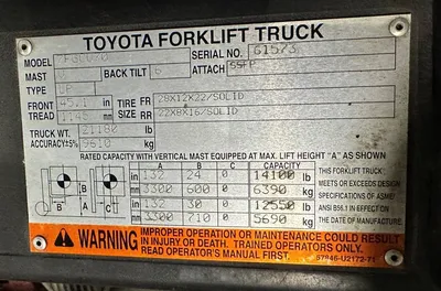 Used TOYOTA 7FGCU70 Liquid Propane Forklifts Ohio US | McKean Machinery Sales #1266958