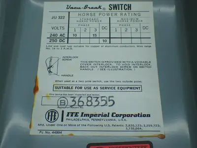 Used ITE IMPERIAL JU322 Disconnects Ohio US | HGR 24 #879674