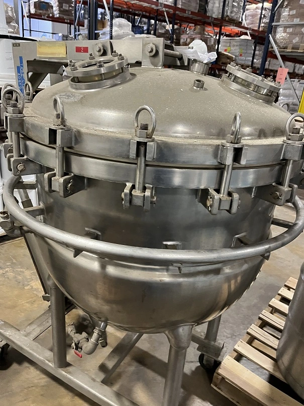 Used approximately 100 gallon stainless steel hemi bottom jacketed kettle