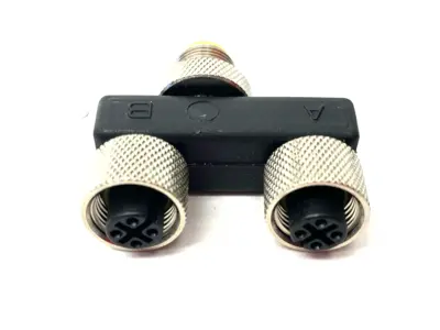 USED BELDEN, LUMBERG AUTOMATION Y-SHAPE MICRO SPLITTER CONNECTOR M12 4-PIN 600000113