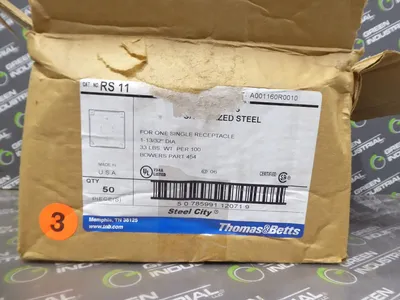 Lot of 50 Thomas & Betts RS11 Single Flush Receptacles 4" 1-13/32" Knockout New NIB