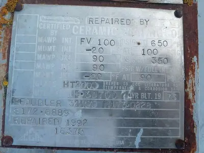 Reactor, 1,000 Gallon, Glass Lined, 100 PSI, Jkt, Pfaudler, #S731115