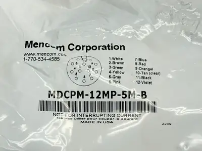 MDCPM-12MP-5M-B | Mencom  Cordset Male M12 12-Pin 5m - New