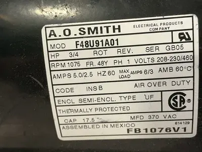 Used A.O. SMITH F48U91A01 Motors (misc) Ohio US | HGR 24 #1556783