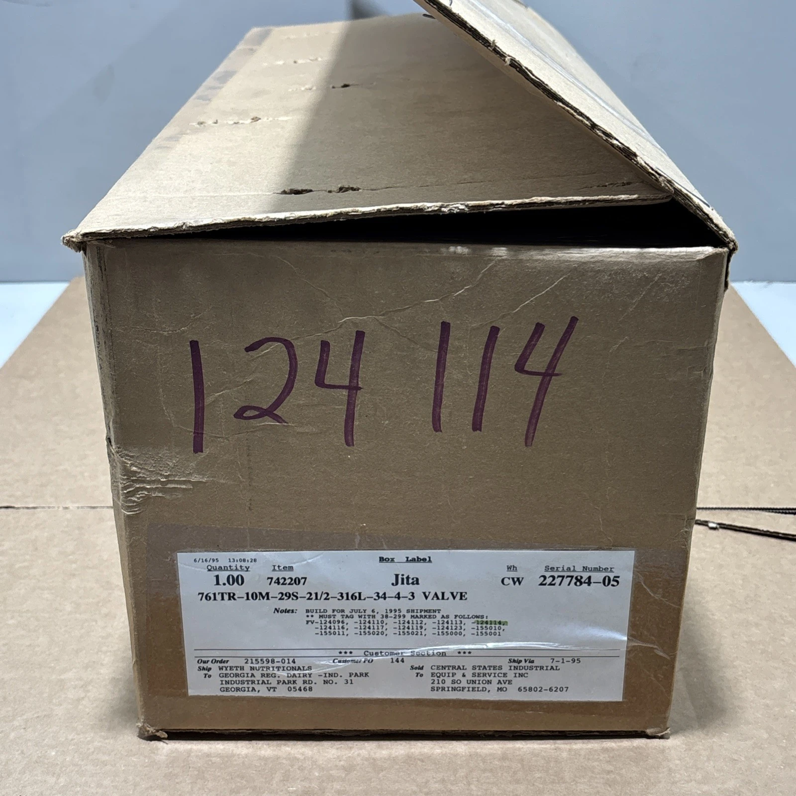 New | in-Stock Alfa Laval 761TR-10M-29S-21-2-316L-34-4-3 Valves/Fittings Indiana US | J&J Industrial Supply #1542768