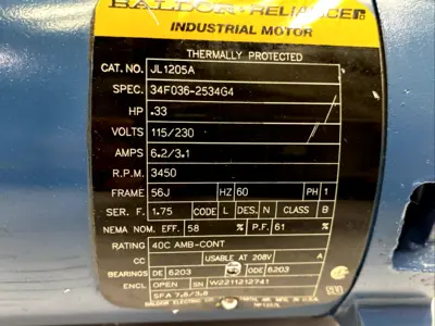 USED BALDOR, BALDOR-RELIANCE 34F036-2534G4, G00312