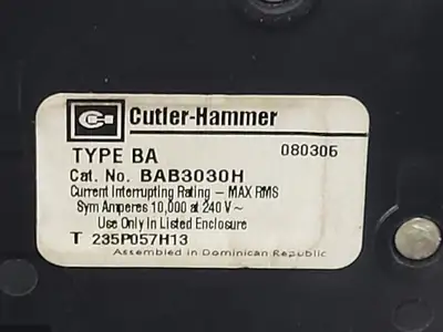 Used CUTLER-HAMMER BAB3030H Switchgears British Columbia CA | Lenmark #243364