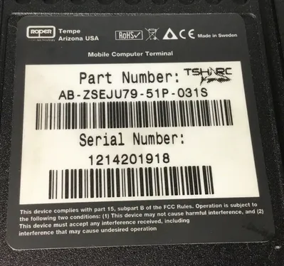Roper AB-ZSEJU79-51P-031S Mobile Computer Terminal 2D