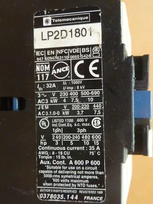 USED TELEMECANIQUE LP2D1801