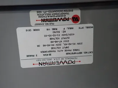 Used POWERTRAN CORP. 3EF714FSTA20 / 3PTE Distribution Transformers Ohio US | HGR 24 #1272727