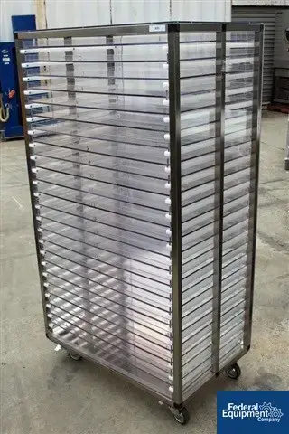 Used N/A One used S.S. Rack w/ 24 30" x 20" Lexan-type Shelves Processing (misc) California US | Federal Equipment Company #126107