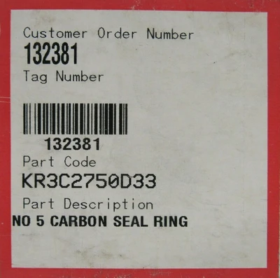 NEW FLOWSERVE KR3C2750D33 CARBON SEAL RING NO 5 132381