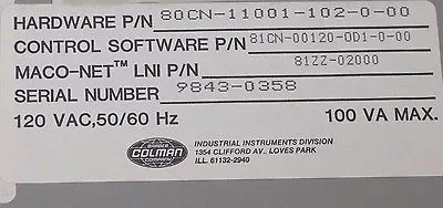 NEW BARBER COLMAN 80CN-11001-102-0-00 SEQUENCE MODULE MACO 8000