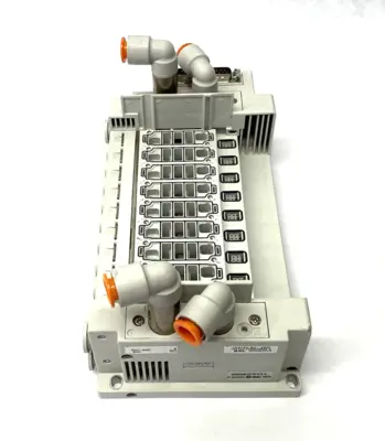 USED SMC 9-STATION PNEUMATIC MANIFOLD ASSEMBLY UNIT