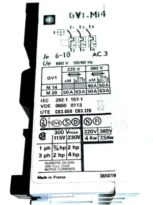 NEW TELEMECANIQUE GV1-M14 6-10A CIRCUIT BREAKER GV1M14