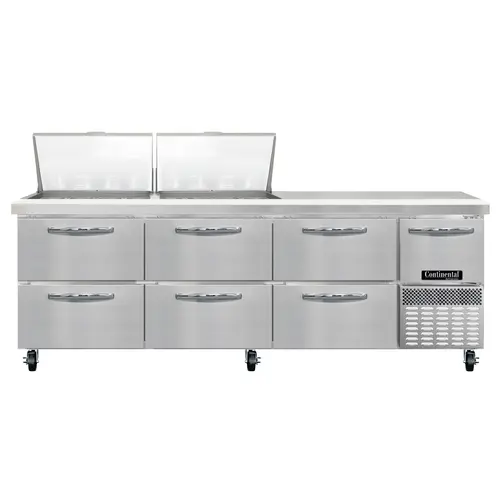 Continental RA93N24M-D 93" Pizza Prep Table W/ Refrigerated Base, 115v