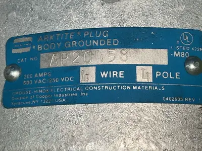 Used CROUSE HINDS AP20458 Bus Bars & Plugs Ohio US | HGR 24 #1358093