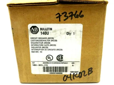 NEW ALLEN BRADLEY 140U-16C3-C15 CIRCUIT BREAKER 480V 15A SER A 140U16C3C15
