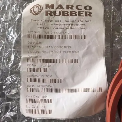 MARCO RUBBER 6TK X 115 ID X OD SQ RING