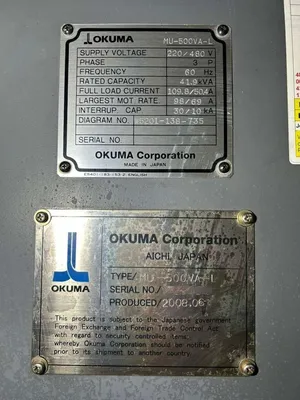 Used 2008 OKUMA MU-500VA-L Vertical Machining Centers (5-Axis or More) California US | MachineStation #1171687