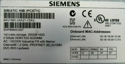 USED SIEMENS 6AV7885-2AA21-1DA3 TOUCH PANEL SIMATIC HMI IP577C 6AV78852AA211DA3