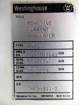 Westinghouse M300 6965D77G02 Reactive Current Regulator Used