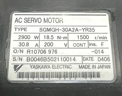 USED Yaskawa SGMGH-30A2A-YR35