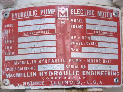 Used MACMILLIN _UNKNOWN_ Hydraulic Power Units Indiana US | Arrow Industrial #1365348