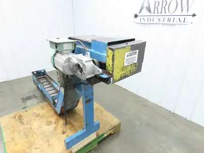 Tsubaki 10"W x 90"L Chip Conveyor 7.5"Belt 45" Infeed 38"H Discharge 220V 3PH