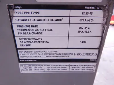 Used ENER SYS E125-15 18 Batteries Texas US | Aucto #1308432