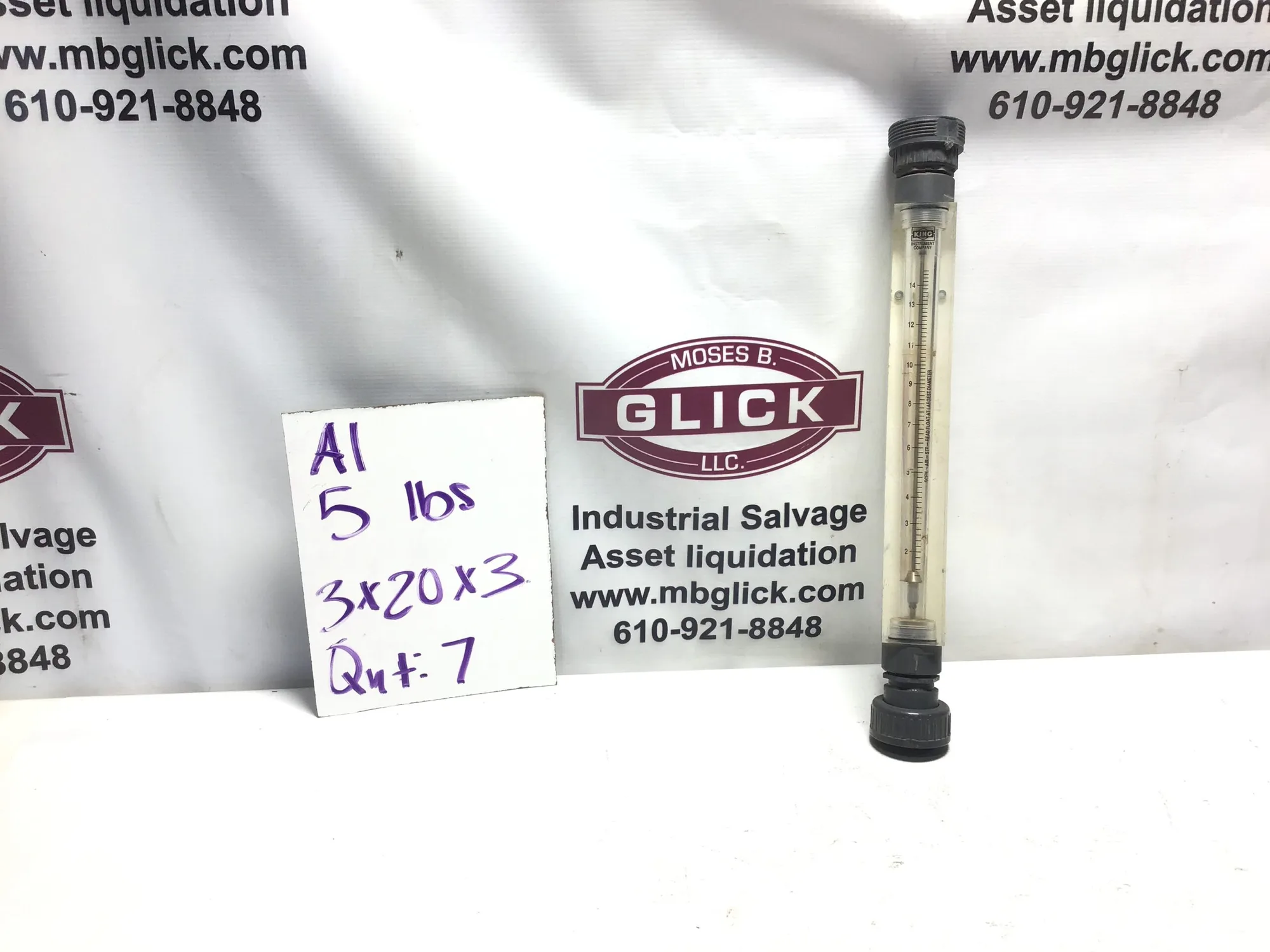 1″ FNPT Port Block Style Inline Flowmeter psi 15 GPM Acrylic