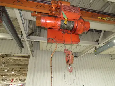 Cleveland Tramrail P&H 1 Ton Single Girder Underhung Bridge Crane 17' Span